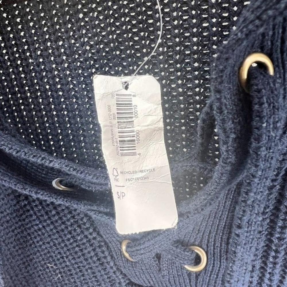 Old Navy Sweater Navy Blue Hippie Grunge Fairy Cozy Comfy‎ Beachy Knit Lace NWT - Picture 7 of 11